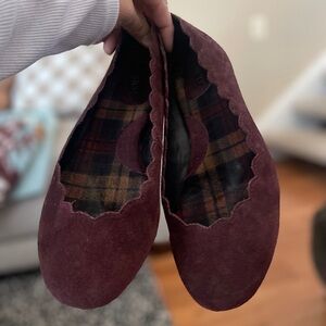 Born eggplant purple suede